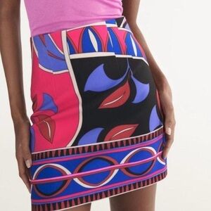 Zara Colorful Women's mini skirt abstract viral pattern pink blue